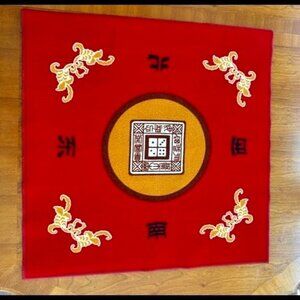 Mah Jong Mat Red Chinese Game Mat Mah Jongg Mat